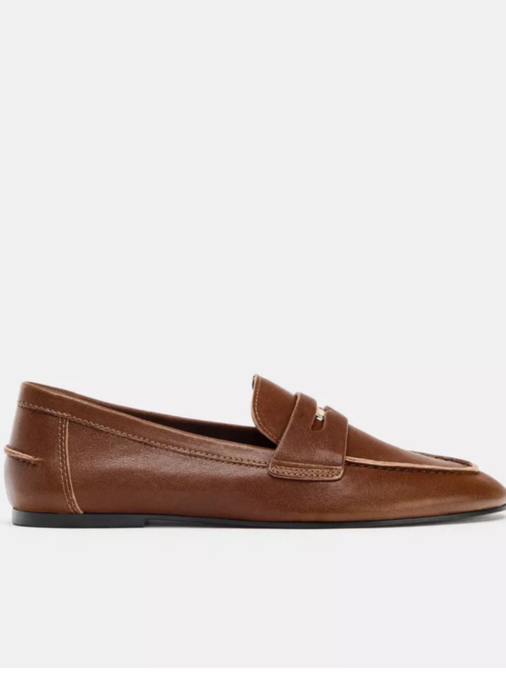 Zara Brown Leather Penny Loafers - Picture 3 of 6